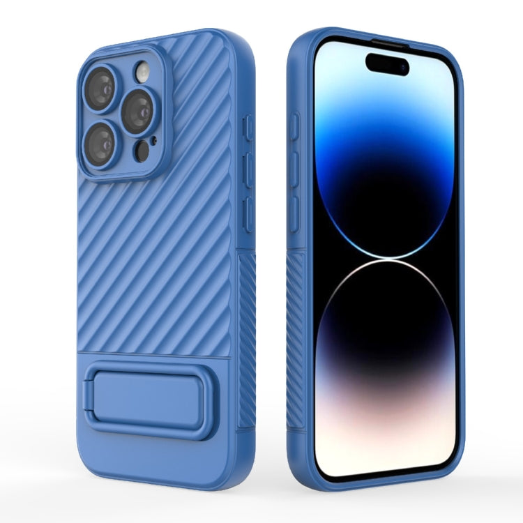For iPhone 15 Pro Wavy Texture TPU Phone Case with Lens Film(Blue) - HoMEdemic™ 