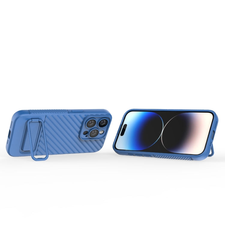 For iPhone 15 Pro Wavy Texture TPU Phone Case with Lens Film(Blue) - HoMEdemic™ 