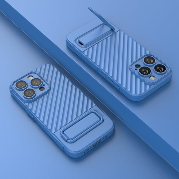 For iPhone 15 Pro Wavy Texture TPU Phone Case with Lens Film(Blue) - HoMEdemic™ 