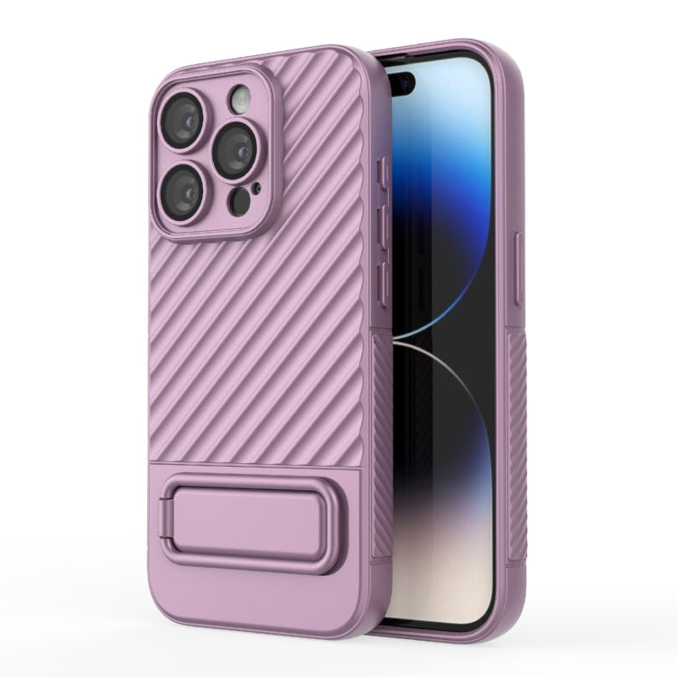 For iPhone 15 Pro Wavy Texture TPU Phone Case with Lens Film(Purple) - HoMEdemic™ 