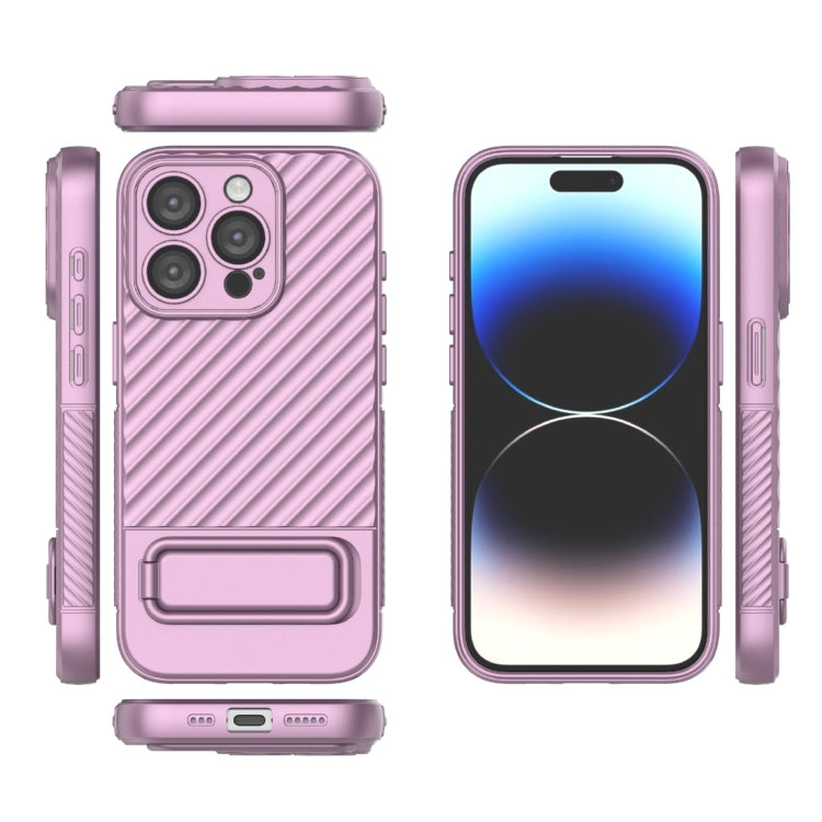 For iPhone 15 Pro Wavy Texture TPU Phone Case with Lens Film(Purple) - HoMEdemic™ 