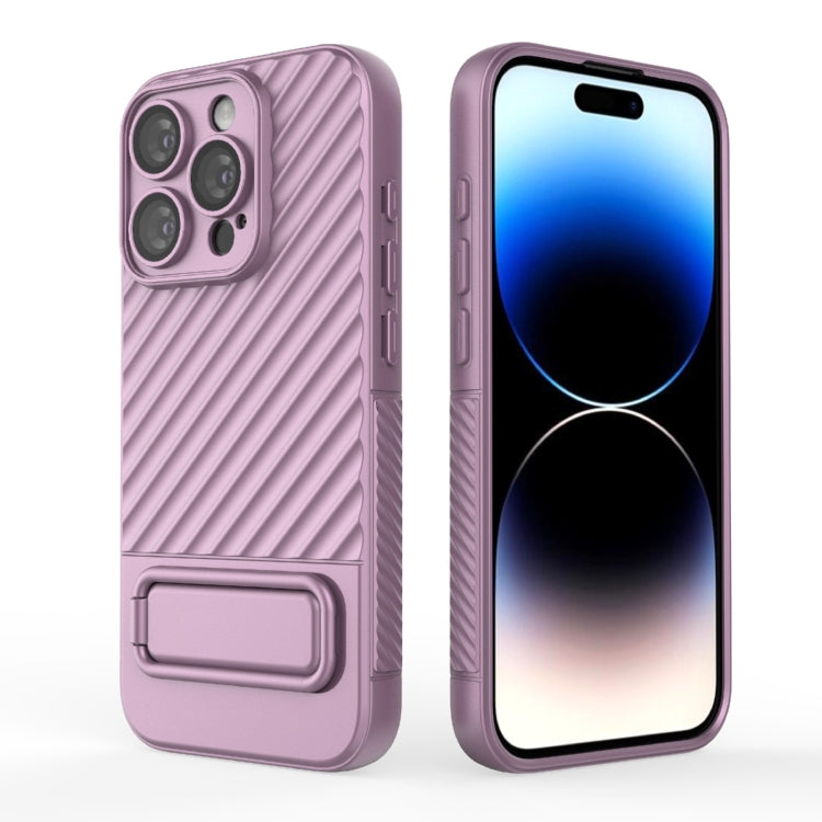 For iPhone 15 Pro Wavy Texture TPU Phone Case with Lens Film(Purple) - HoMEdemic™ 