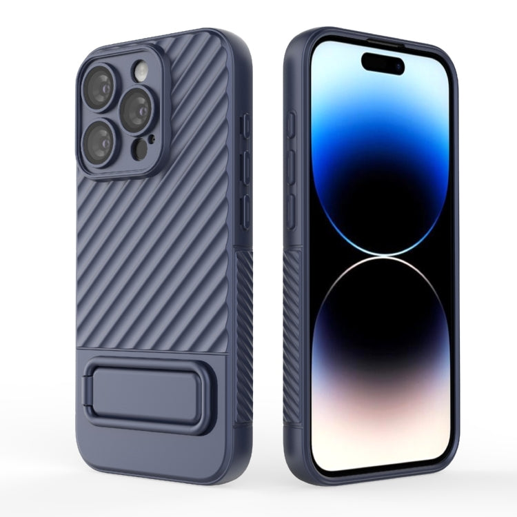 For iPhone 15 Pro Wavy Texture TPU Phone Case with Lens Film(Royal Blue) - HoMEdemic™ 