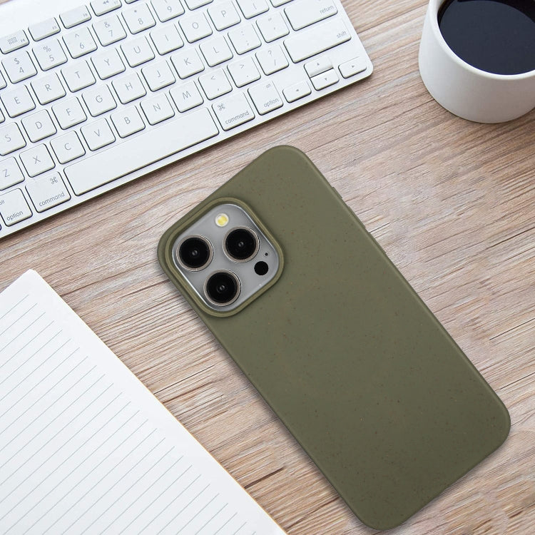 For iPhone 15 Pro Wheat MagSafe Magnetic Straw Material + TPU Phone Case(Army Green) - HoMEdemic™ 