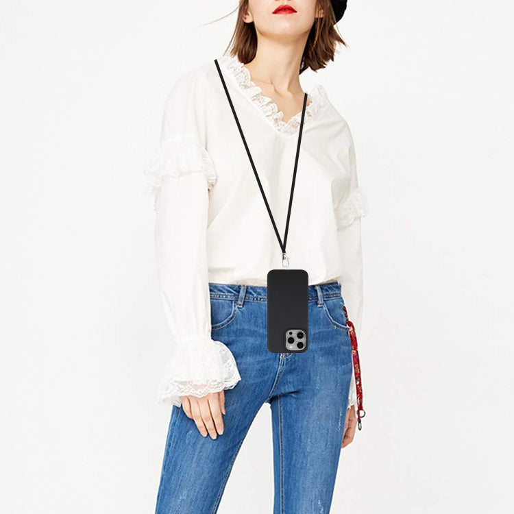 For iPhone 15 Pro Wheat MagSafe Magnetic Straw Material + TPU Phone Case with Lanyard(Black) - HoMEdemic™ 