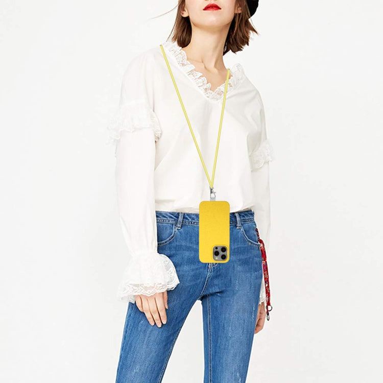 For iPhone 15 Pro Wheat MagSafe Magnetic Straw Material + TPU Phone Case with Lanyard(Yellow) - HoMEdemic™ 
