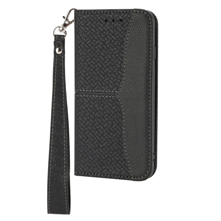 For iPhone 15 Pro Woven Texture Stitching Magnetic Leather Phone Case(Black) - HoMEdemic™ 