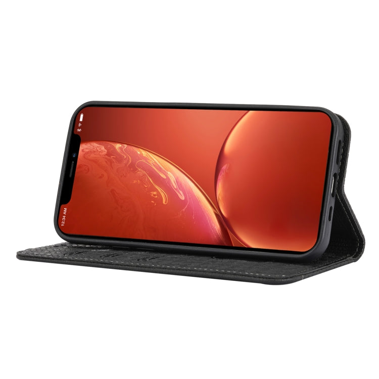 For iPhone 15 Pro Woven Texture Stitching Magnetic Leather Phone Case(Black) - HoMEdemic™ 