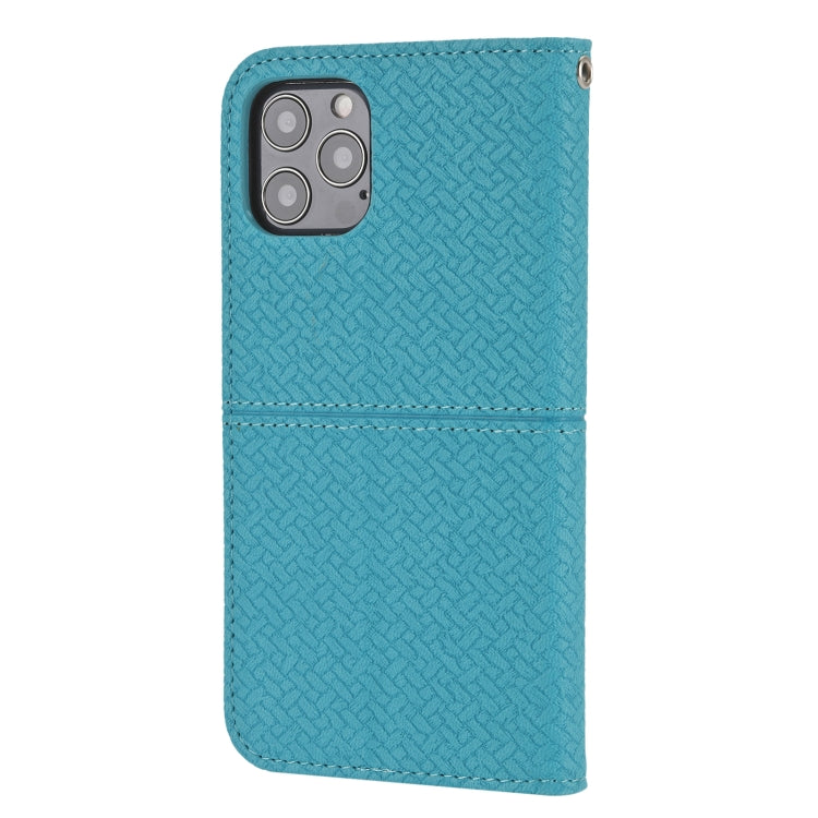 For iPhone 15 Pro Woven Texture Stitching Magnetic Leather Phone Case(Blue) - HoMEdemic™ 