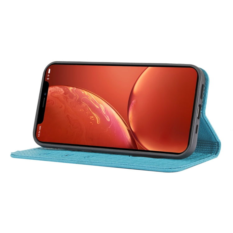 For iPhone 15 Pro Woven Texture Stitching Magnetic Leather Phone Case(Blue) - HoMEdemic™ 