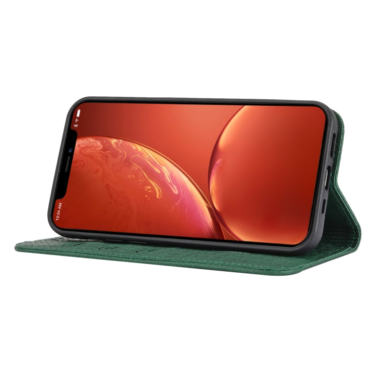 For iPhone 15 Pro Woven Texture Stitching Magnetic Leather Phone Case(Green) - HoMEdemic™ 