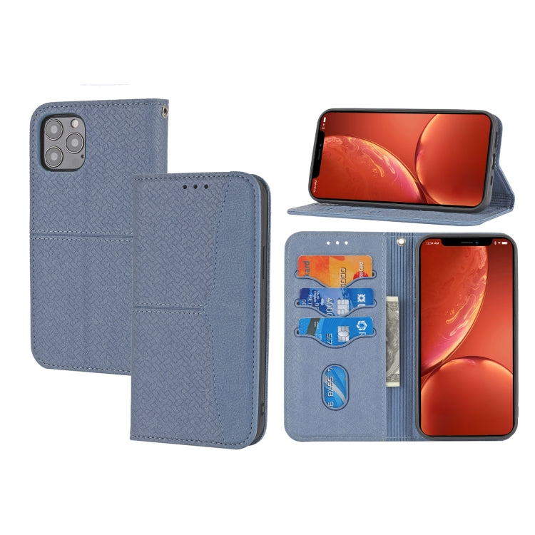 For iPhone 15 Pro Woven Texture Stitching Magnetic Leather Phone Case(Grey) - HoMEdemic™ 
