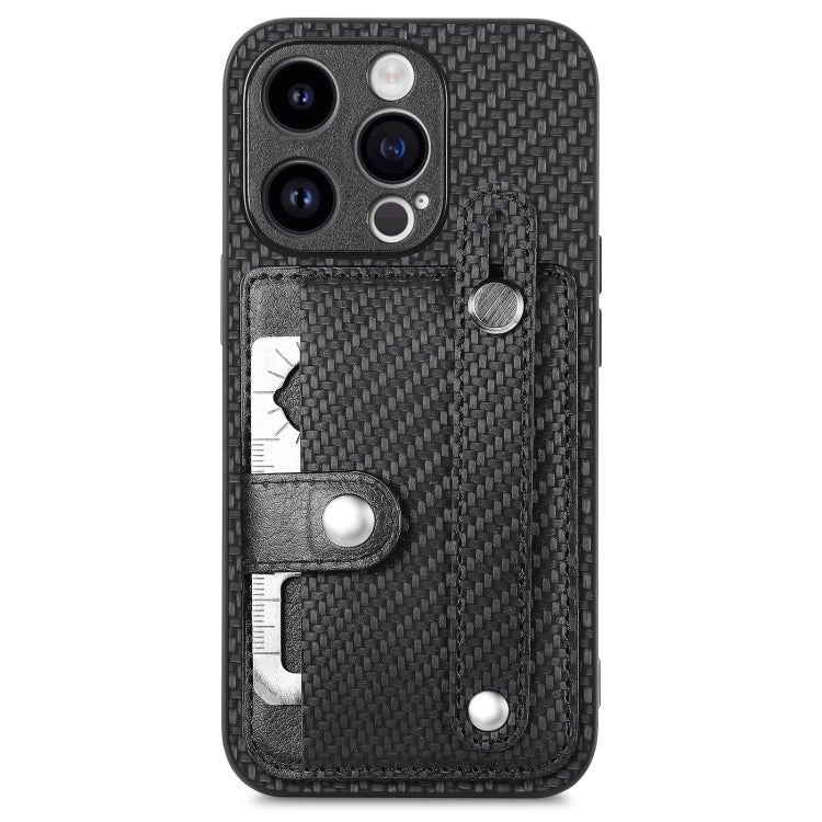 For iPhone 15 Pro Wristband Kickstand Card Wallet Back Phone Case with Tool Knife(Black) - HoMEdemic™ 