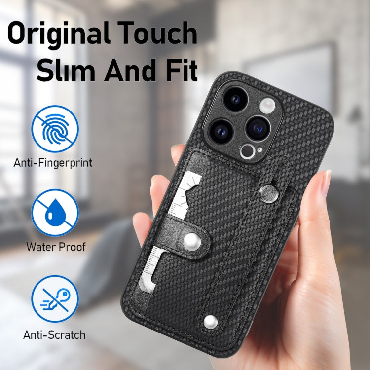 For iPhone 15 Pro Wristband Kickstand Card Wallet Back Phone Case with Tool Knife(Black) - HoMEdemic™ 