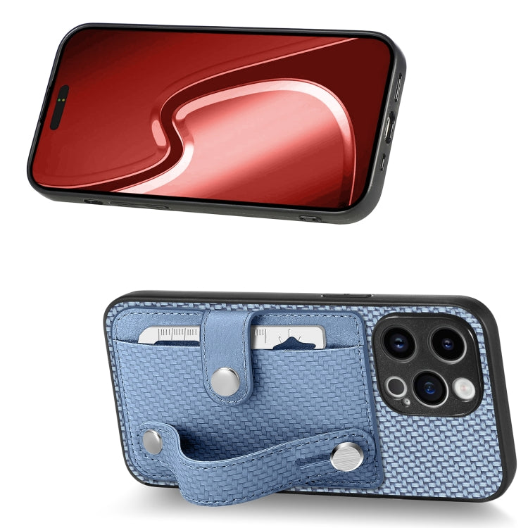 For iPhone 15 Pro Wristband Kickstand Card Wallet Back Phone Case with Tool Knife(Blue) - HoMEdemic™ 