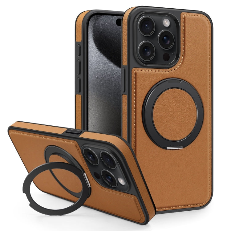 For iPhone 15 Pro Yashi 360 Degree Rotating MagSafe Bracket Phone Case(Brown) - HoMEdemic™ 
