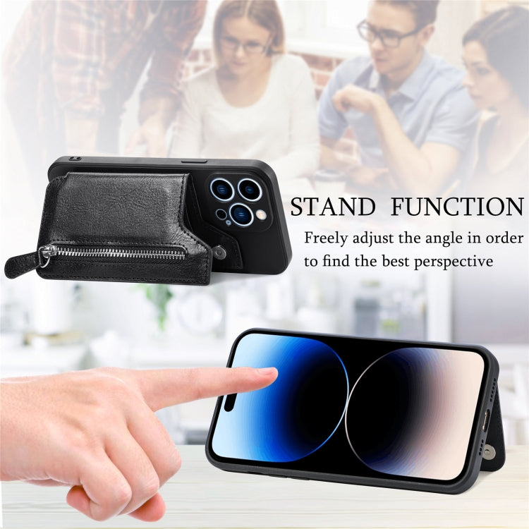 For iPhone 15 Pro Zipper Wallet Leather Back Shockproof Phone Case(Black) - HoMEdemic™ 