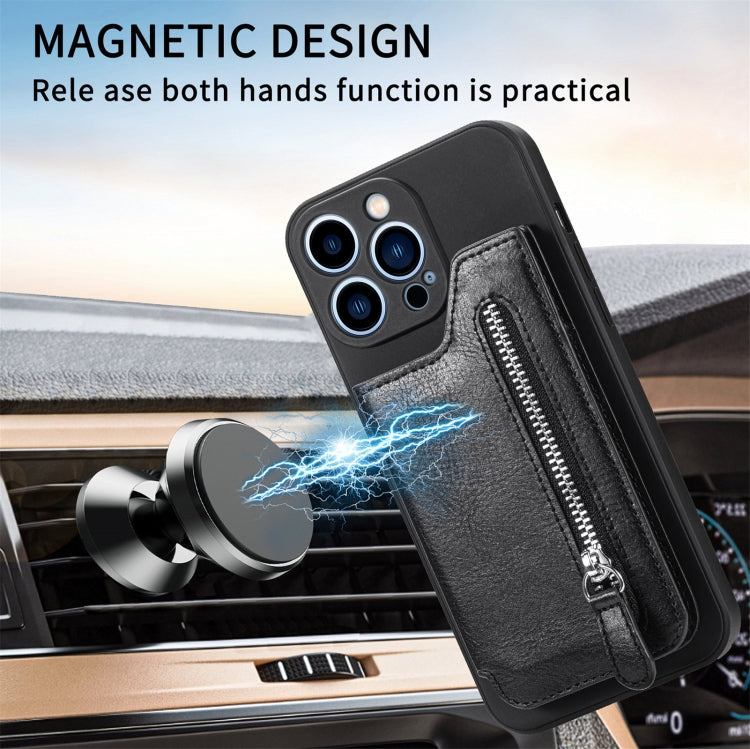 For iPhone 15 Pro Zipper Wallet Leather Back Shockproof Phone Case(Black) - HoMEdemic™ 