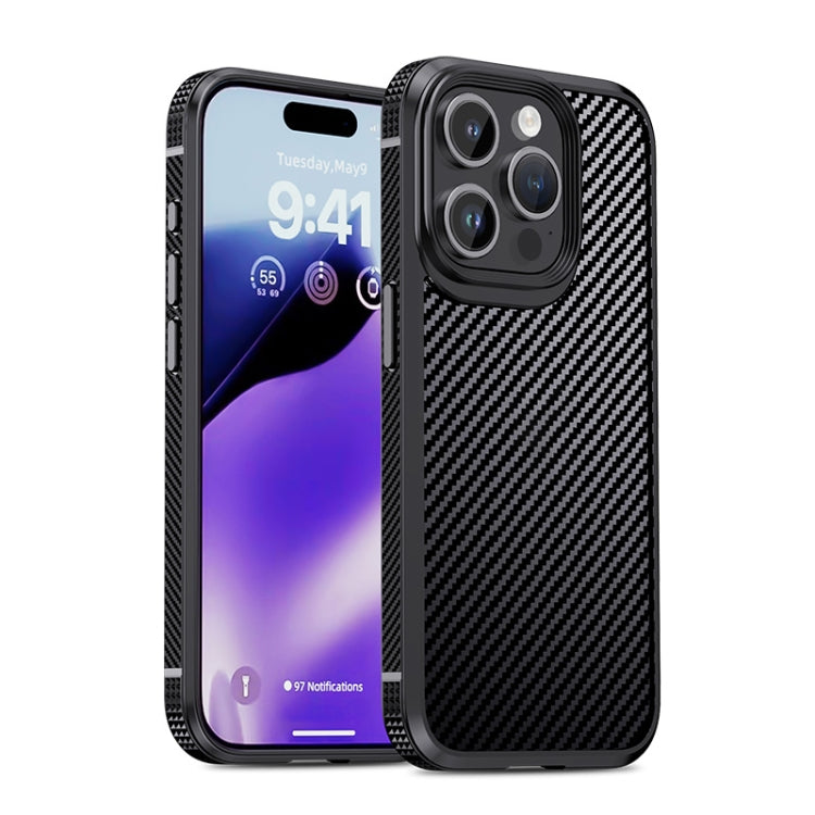 For iPhone 15 Pro iPAKY MG Series Carbon Fiber PC + TPU Protective Phone Case(Black) - HoMEdemic™ 