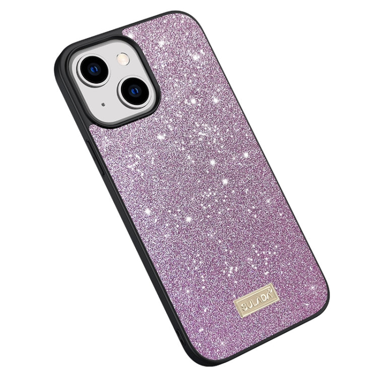 For iPhone 15 SULADA Glittery PC Hybrid TPU Handmade Leather Phone Case(Purple) - HoMEdemic™ 