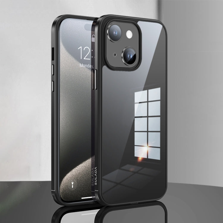 For iPhone 15 SULADA Metal Frame + Nano Glass + TPU Phone Case(Black) - HoMEdemic™ 