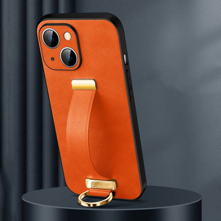 For iPhone 15 SULADA Tide Cool Series PC + Leather Texture Skin Feel Phone Case(Orange) - HoMEdemic™ 