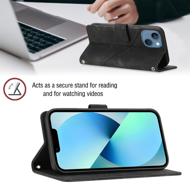 For iPhone 15 Skin-feel Embossed Leather Phone Case(Black) - HoMEdemic™ 