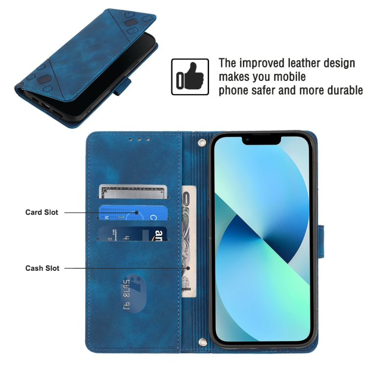 For iPhone 15 Skin-feel Embossed Leather Phone Case(Blue) - HoMEdemic™ 