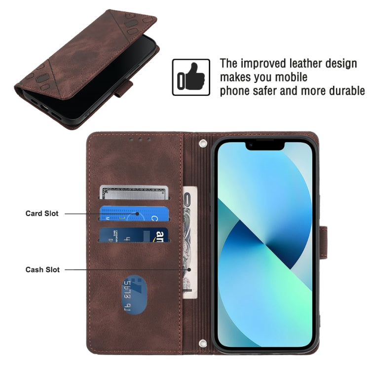 For iPhone 15 Skin-feel Embossed Leather Phone Case(Brown) - HoMEdemic™ 