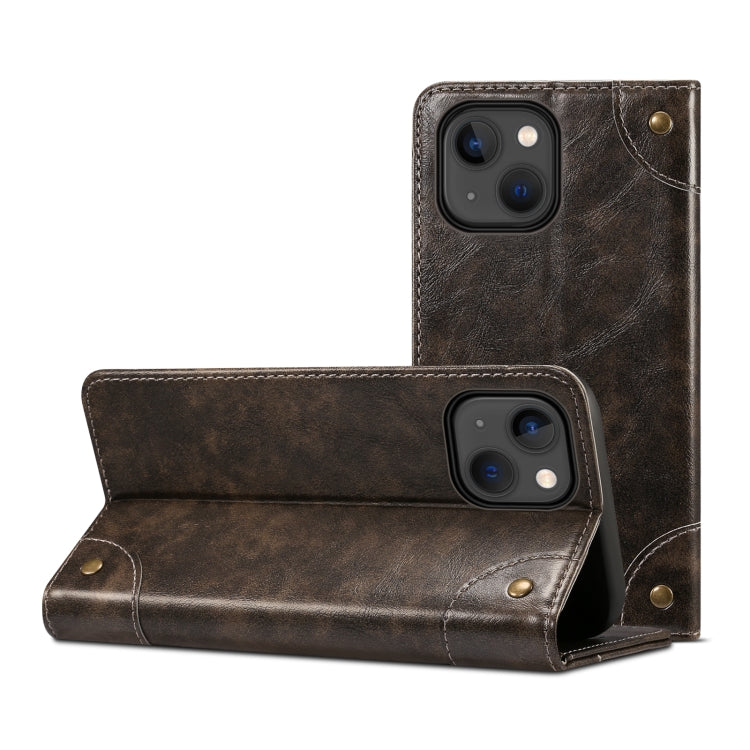 For iPhone 15 Suteni Baroque Calf Texture Buckle Wallet Leather Phone Case(Black) - HoMEdemic™ 