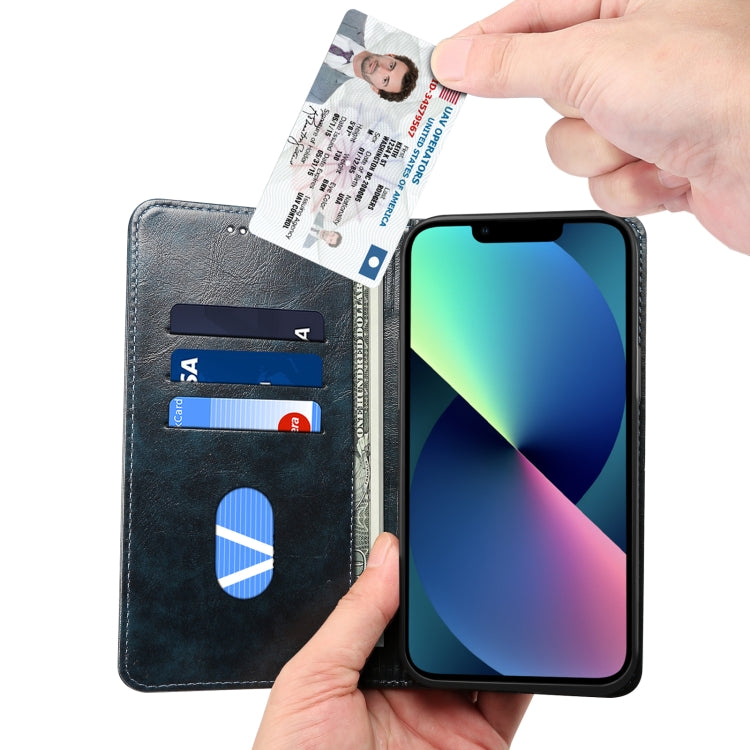 For iPhone 15 Suteni Baroque Calf Texture Buckle Wallet Leather Phone Case(Blue) - HoMEdemic™ 