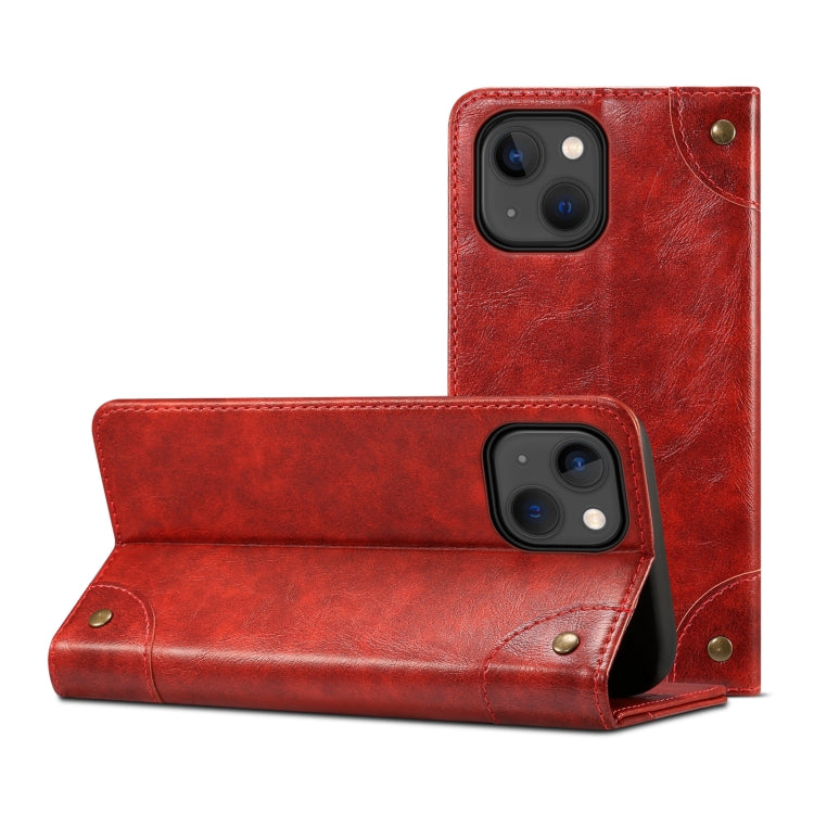 For iPhone 15 Suteni Baroque Calf Texture Buckle Wallet Leather Phone Case(Red) - HoMEdemic™ 