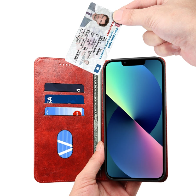 For iPhone 15 Suteni Baroque Calf Texture Buckle Wallet Leather Phone Case(Red) - HoMEdemic™ 