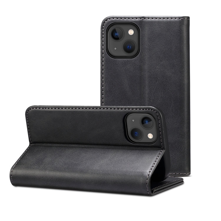 For iPhone 15 Suteni Calf Texture Horizontal Flip Leather Phone Case(Black) - HoMEdemic™ 