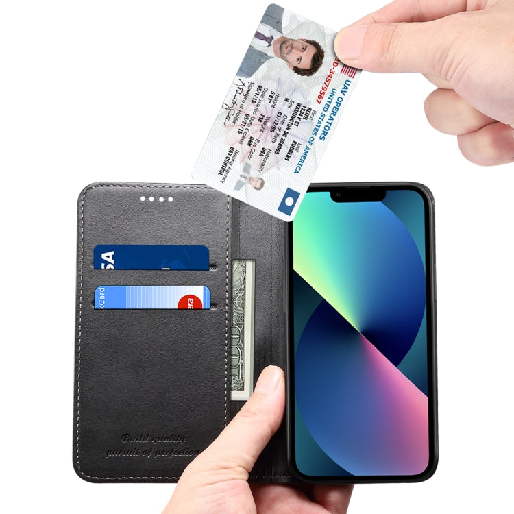 For iPhone 15 Suteni Calf Texture Horizontal Flip Leather Phone Case(Black) - HoMEdemic™ 