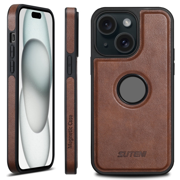 For iPhone 15 Suteni G1 Magsafe Leather Back Phone Case(Brown) - HoMEdemic™ 