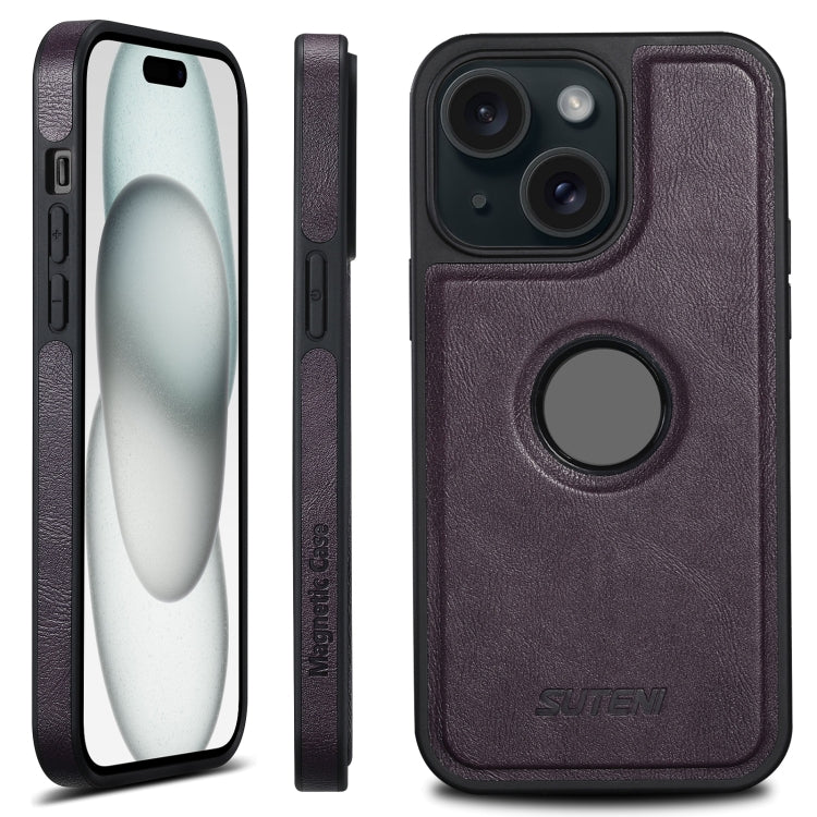 For iPhone 15 Suteni G1 Magsafe Leather Back Phone Case(Purple) - HoMEdemic™ 