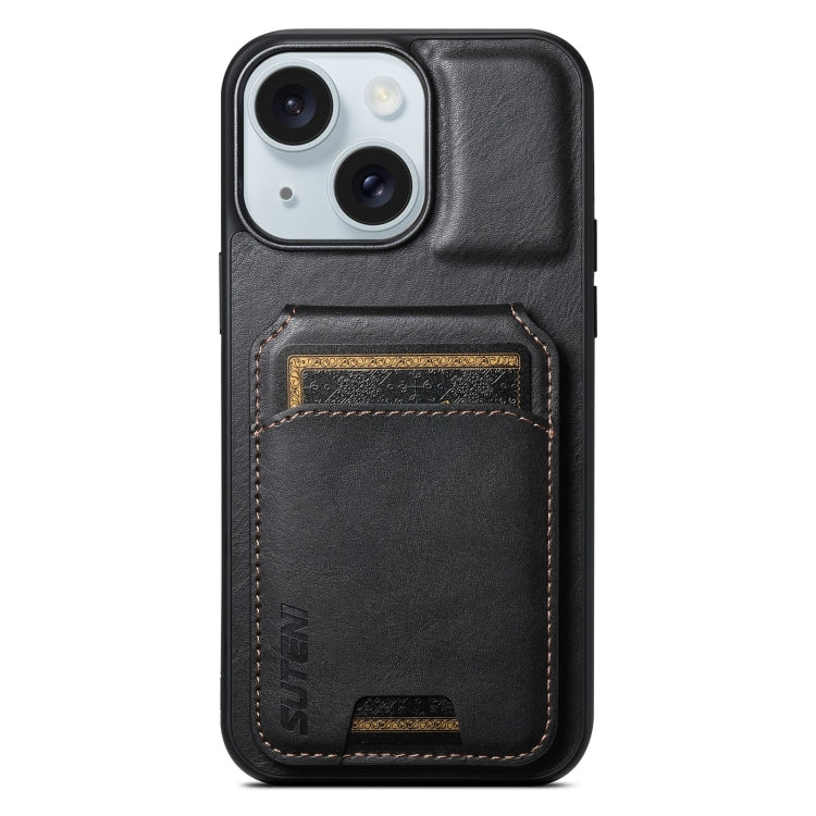 For iPhone 15 Suteni H02 Leather Wallet Stand Back Phone Case(Black) - HoMEdemic™ 