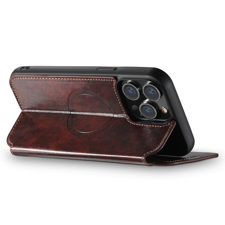 For iPhone 15 Suteni J05 Leather Magnetic MagSafe Phone Case(Brown) - HoMEdemic™ 
