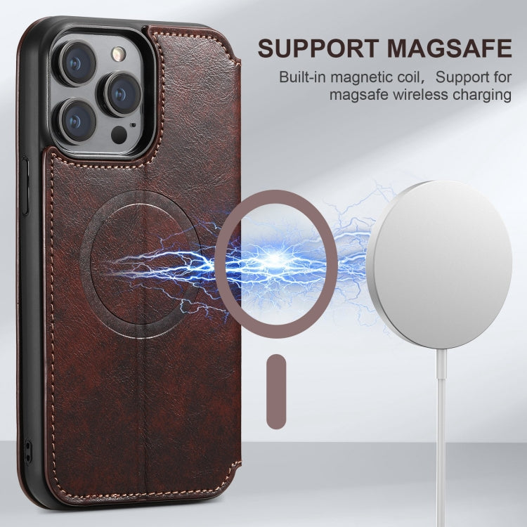 For iPhone 15 Suteni J05 Leather Magnetic MagSafe Phone Case(Brown) - HoMEdemic™ 