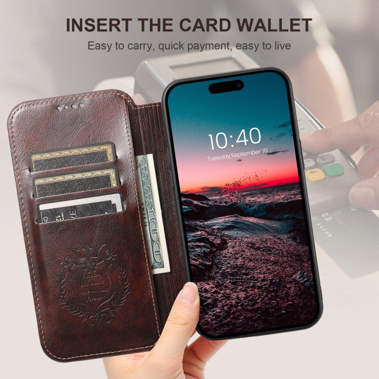 For iPhone 15 Suteni J05 Leather Magnetic MagSafe Phone Case(Brown) - HoMEdemic™ 