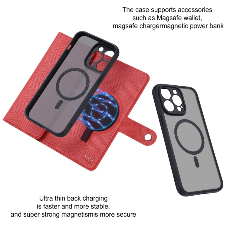 For iPhone 15 ViLi GHA Series Shockproof MagSafe RFID Leather Attraction Horizontal Flip Phone Case(Red) - HoMEdemic™ 