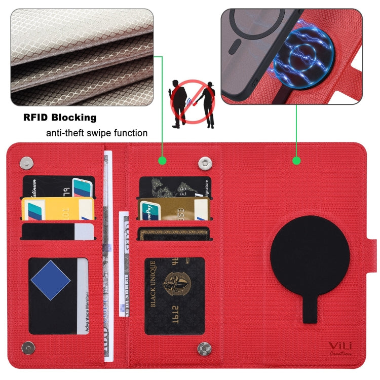 For iPhone 15 ViLi GHA Series Shockproof MagSafe RFID Leather Attraction Horizontal Flip Phone Case(Red) - HoMEdemic™ 