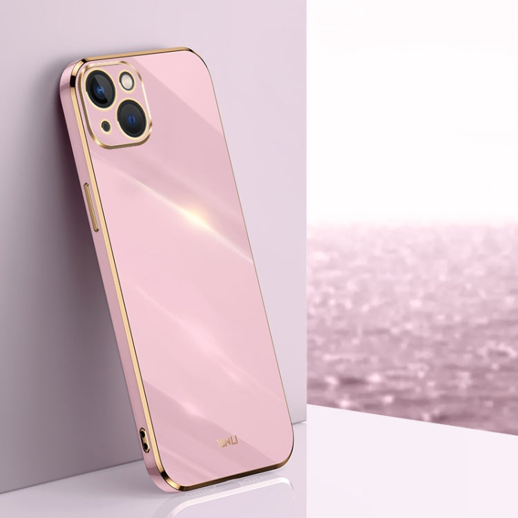 For iPhone 15 XINLI Straight Edge 6D Electroplate TPU Phone Case(Cherry Purple) - HoMEdemic™ 