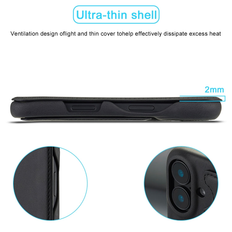 For iPhone 16 LC.IMEEKE Hon Ancient Series Flip Leather Phone Case(Black) - HoMEdemic™ 