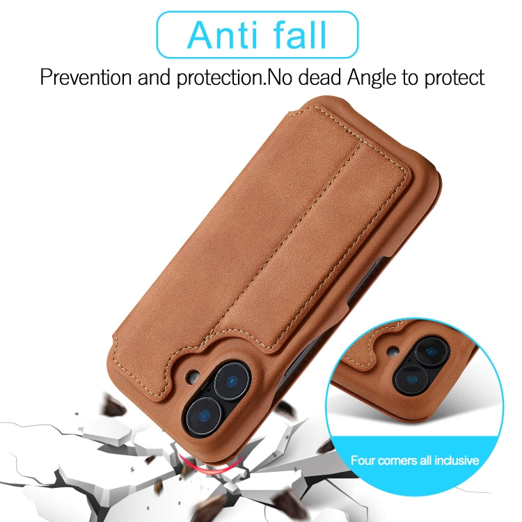 For iPhone 16 LC.IMEEKE Hon Ancient Series Flip Leather Phone Case(Brown) - HoMEdemic™ 