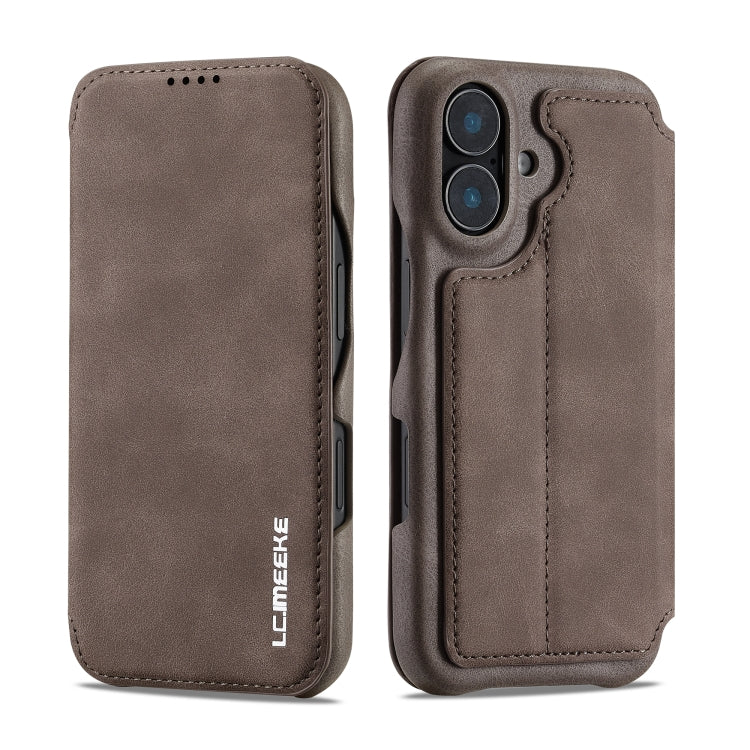 For iPhone 16 LC.IMEEKE Hon Ancient Series Flip Leather Phone Case(Coffee) - HoMEdemic™ 