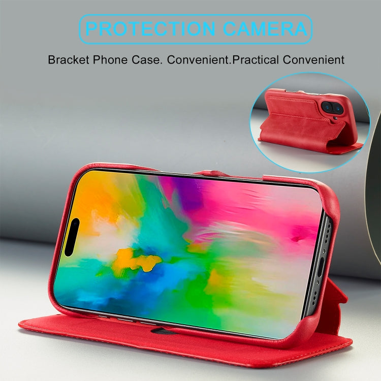 For iPhone 16 LC.IMEEKE Hon Ancient Series Flip Leather Phone Case(Red) - HoMEdemic™ 