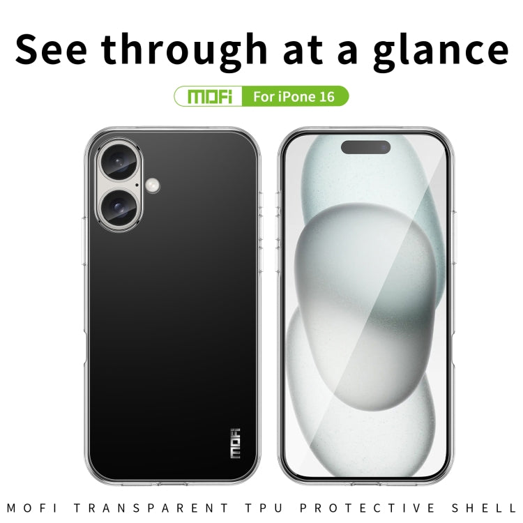 For iPhone 16 MOFI Ming Series Ultra-thin TPU Phone Case(Transparent) - HoMEdemic™ 