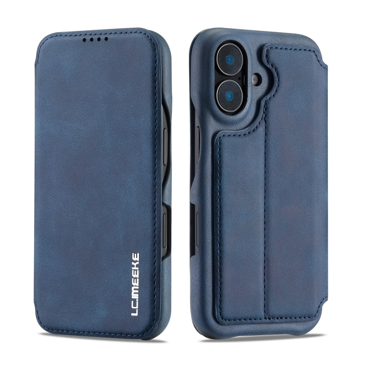 For iPhone 16 Plus LC.IMEEKE Hon Ancient Series Flip Leather Phone Case(Blue) - HoMEdemic™ 